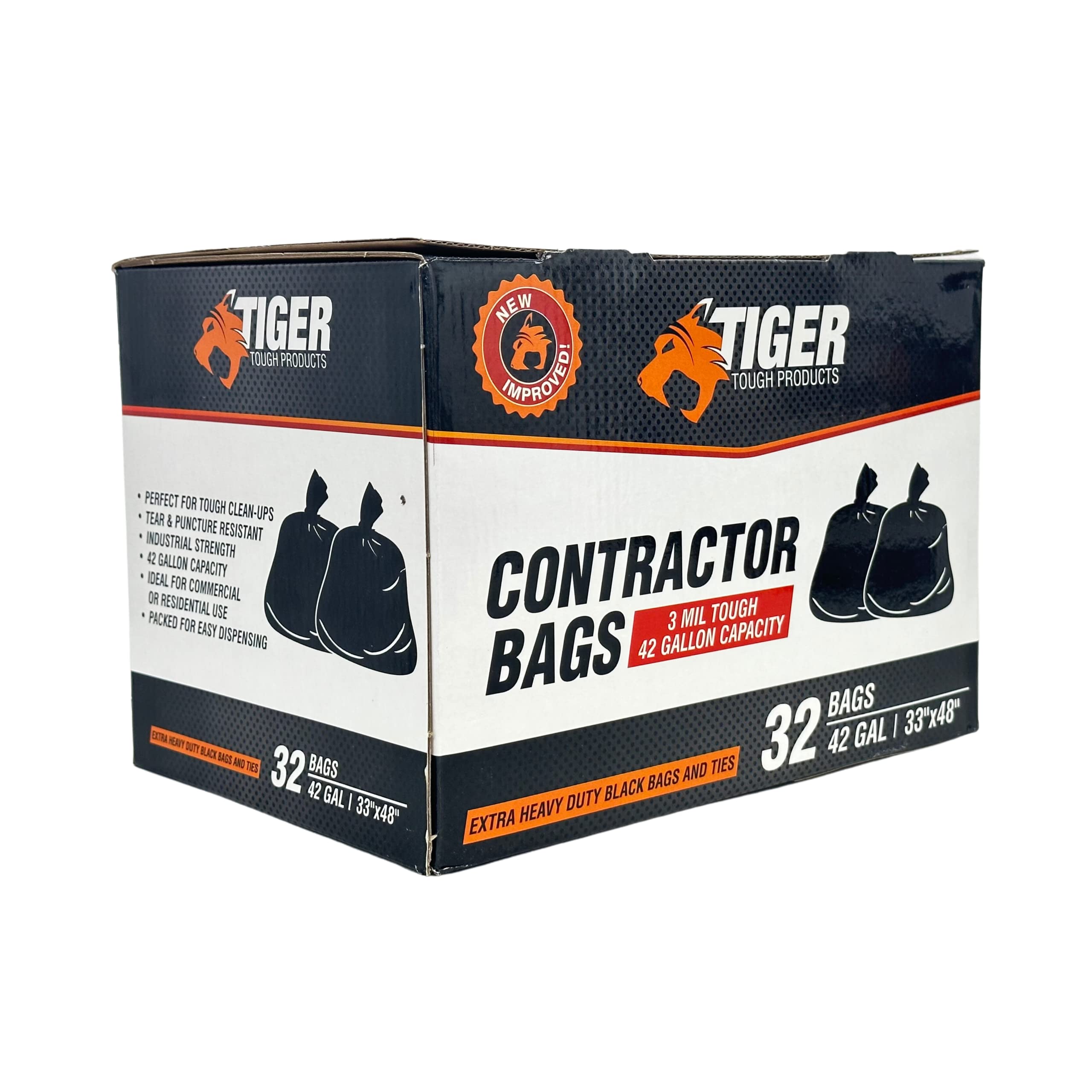 Amazon.com: Tiger Tough 42 Gallon Contractor Garbage Bags - 3 Mil